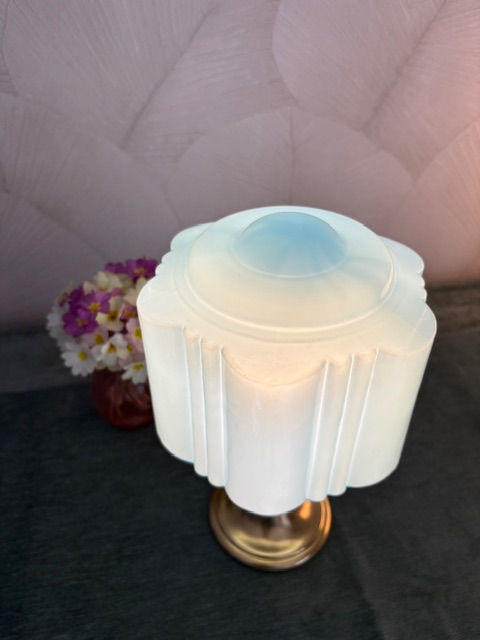 Miniature : Lampe en opaline Art Déco bleu en forme de fleur