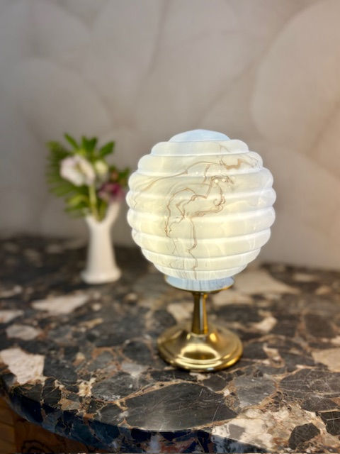 Miniature : Lampe Art Déco en opaline marbrée bleue