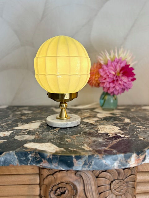 Miniature : Lampe Art Déco 1930 avec globe en ouraline