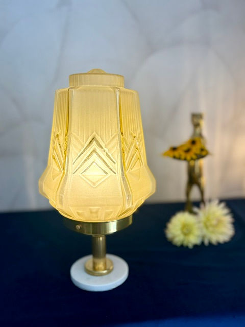 lampe a poser art deco 1930 skyscraper jaune exceptionnelle