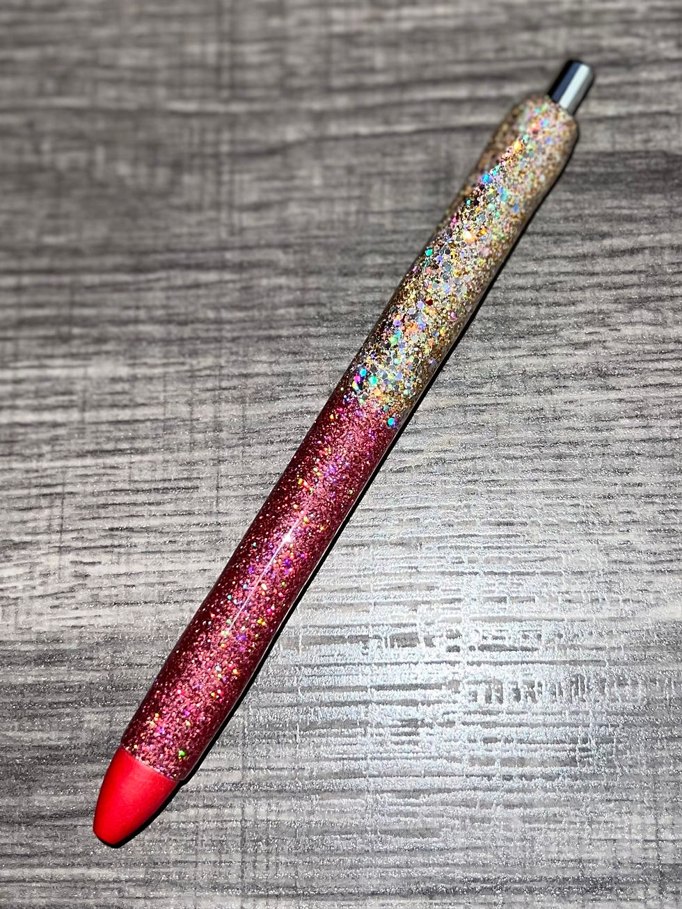 Thumbnail: **FOR SALE** Custom Glitter pens with red, blue, and black ink