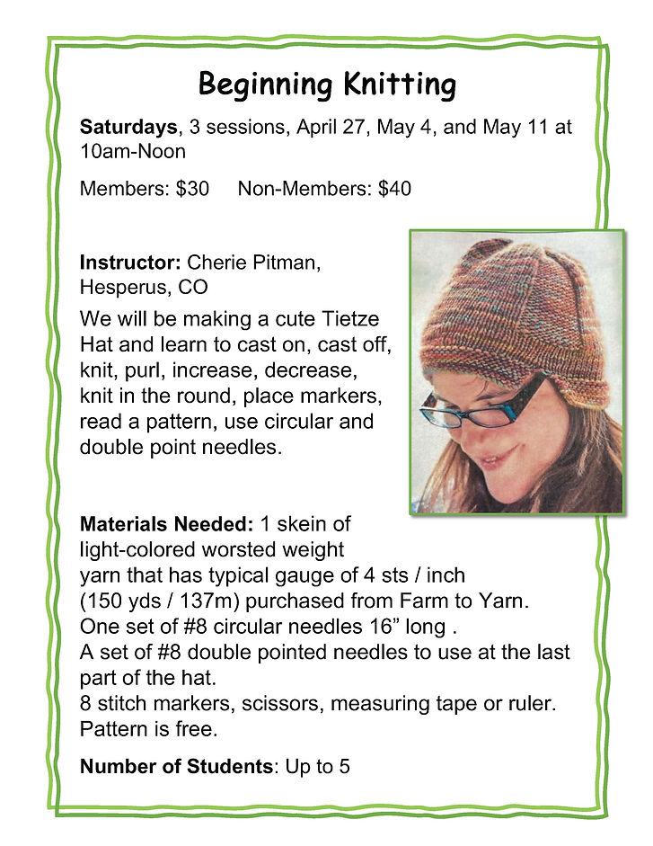 Classes Southwest Farm to Yarn Store Cortez
