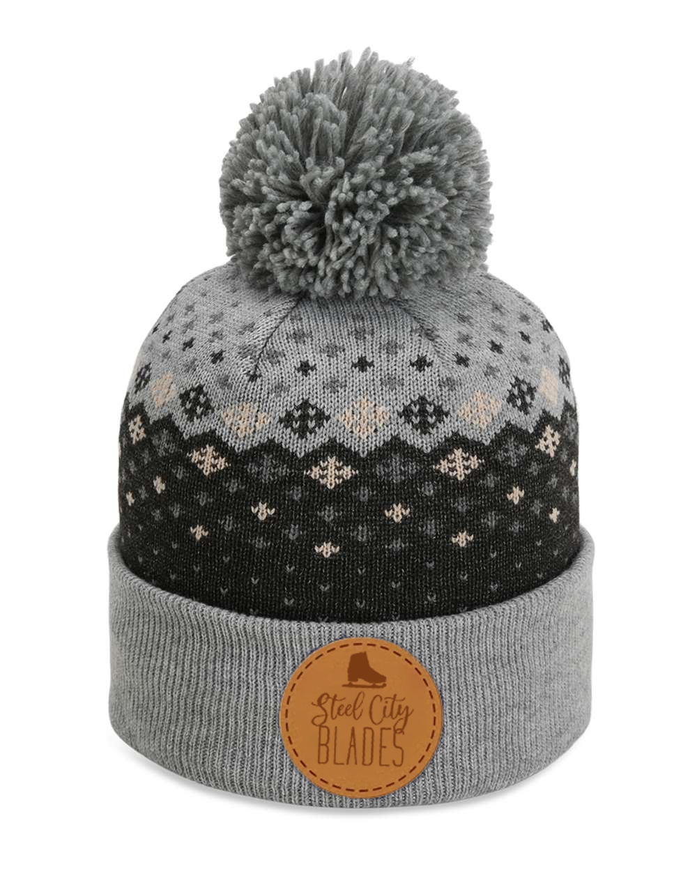 Steel City Blades Snowflake Beanie with Leather Patch