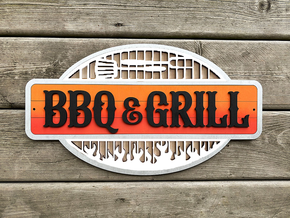 Thumbnail: BBQ & Grill Sign Laser Cut and Engraved  Wood Sign