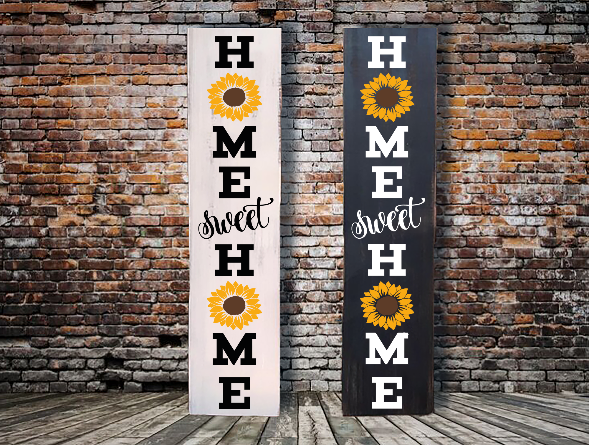 Home Sweet Home Sunflower Vertical Porch Sign