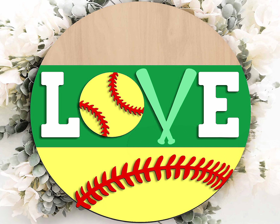 Thumbnail: LOVE Softball Door Hanger Wood Sign