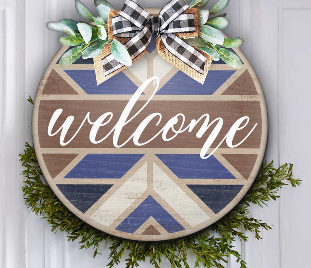 Welcome Mosaic Southwest Door Hanger Wood Sign