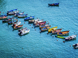 Colorful fishing boats in Vernazza, Cinque Terre, Liguria, inspiration behind Ligure Watches