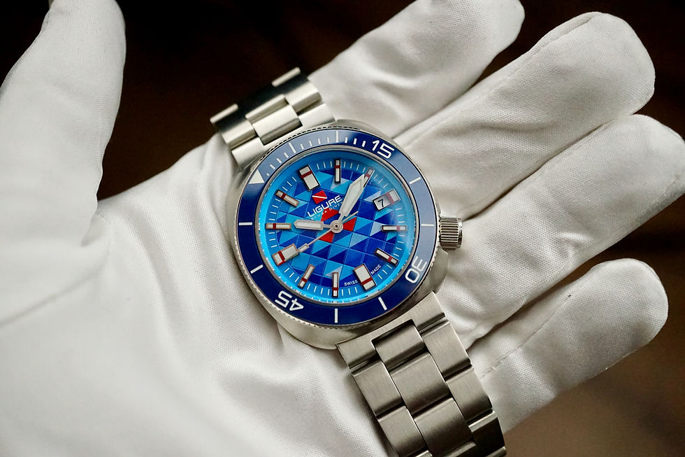 Karl Scmid colourful watch dial. Photo made b Martin Green