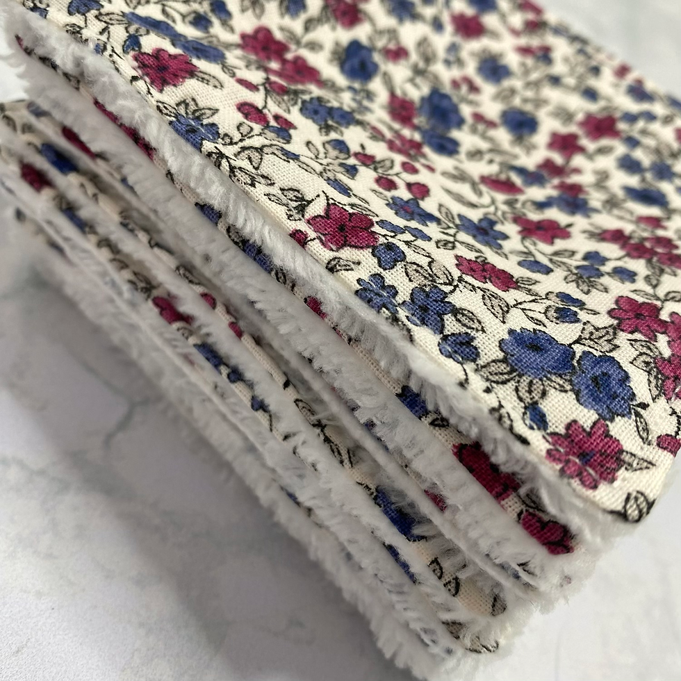 Miniature : Lingette bambou lavable - Fleurs violettes