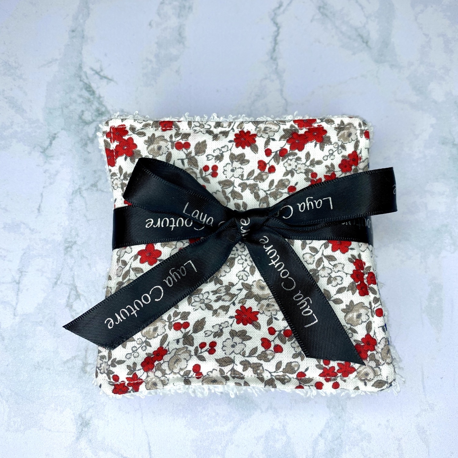 Miniature : Lingettes démaquillantes lavables - Fleurs rouges