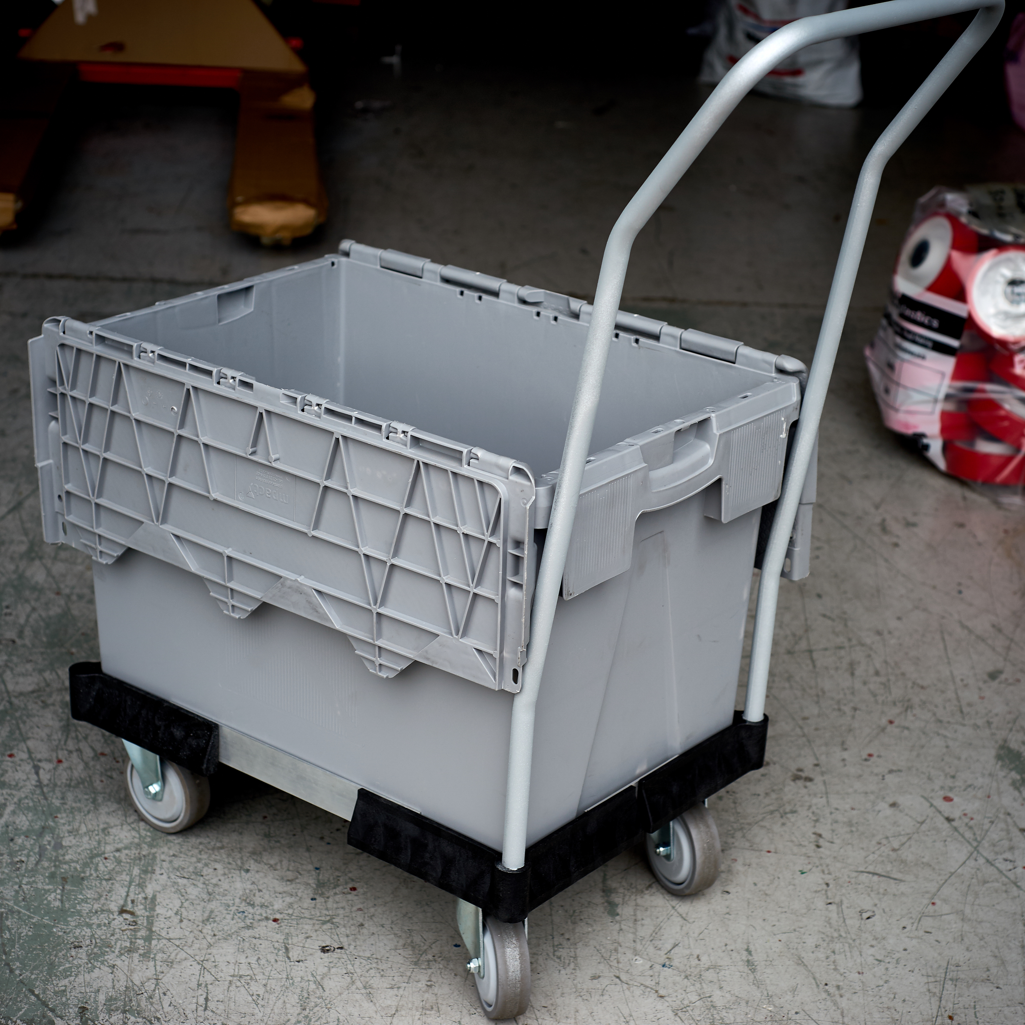 Secure crate on Dolly