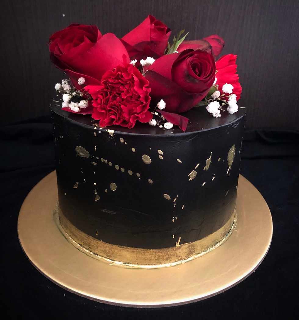 Black & Gold Roses Cake