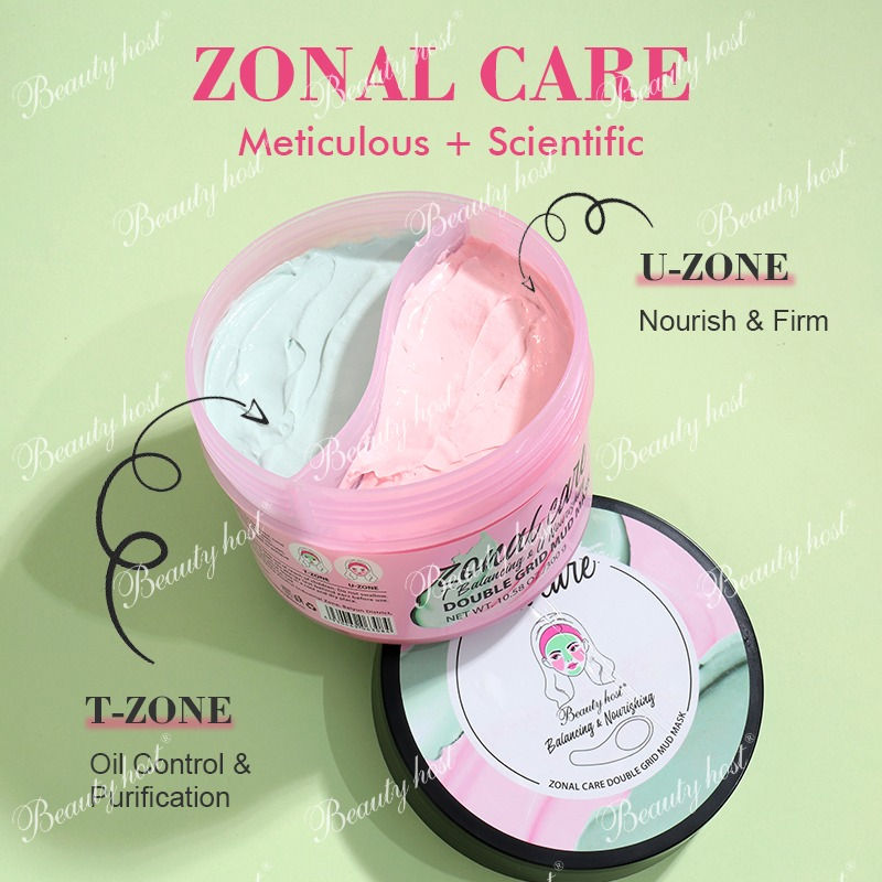 Thumbnail: Open jar of Zonal Care Mud Mask showing green T-zone and pink U-zone clay sections