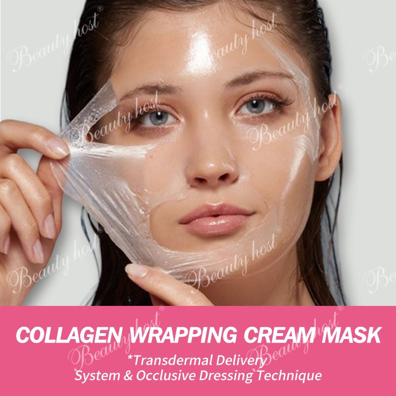 Thumbnail: Model peeling off transparent collagen wrapping film face mask