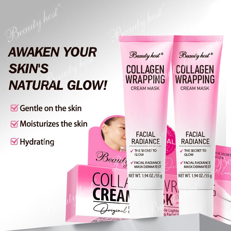 Thumbnail: Beauty Host Collagen Wrapping Cream Mask twin tubes promoting hydrating and gentle skincare benefits