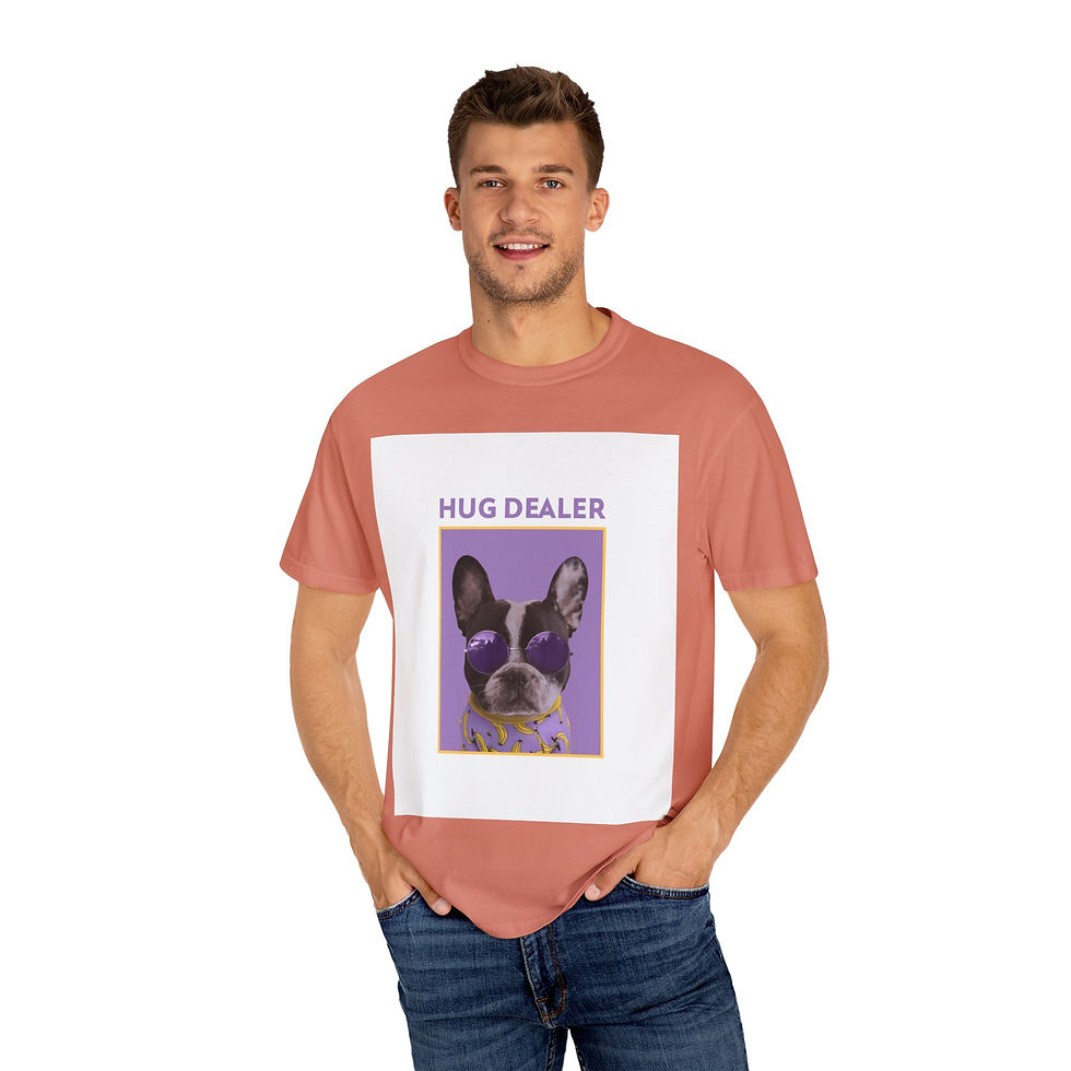 Thumbnail: Hug Dealer Unisex Garment-Dyed T-Shirt – Fun Graphic Tee for Dog Lovers