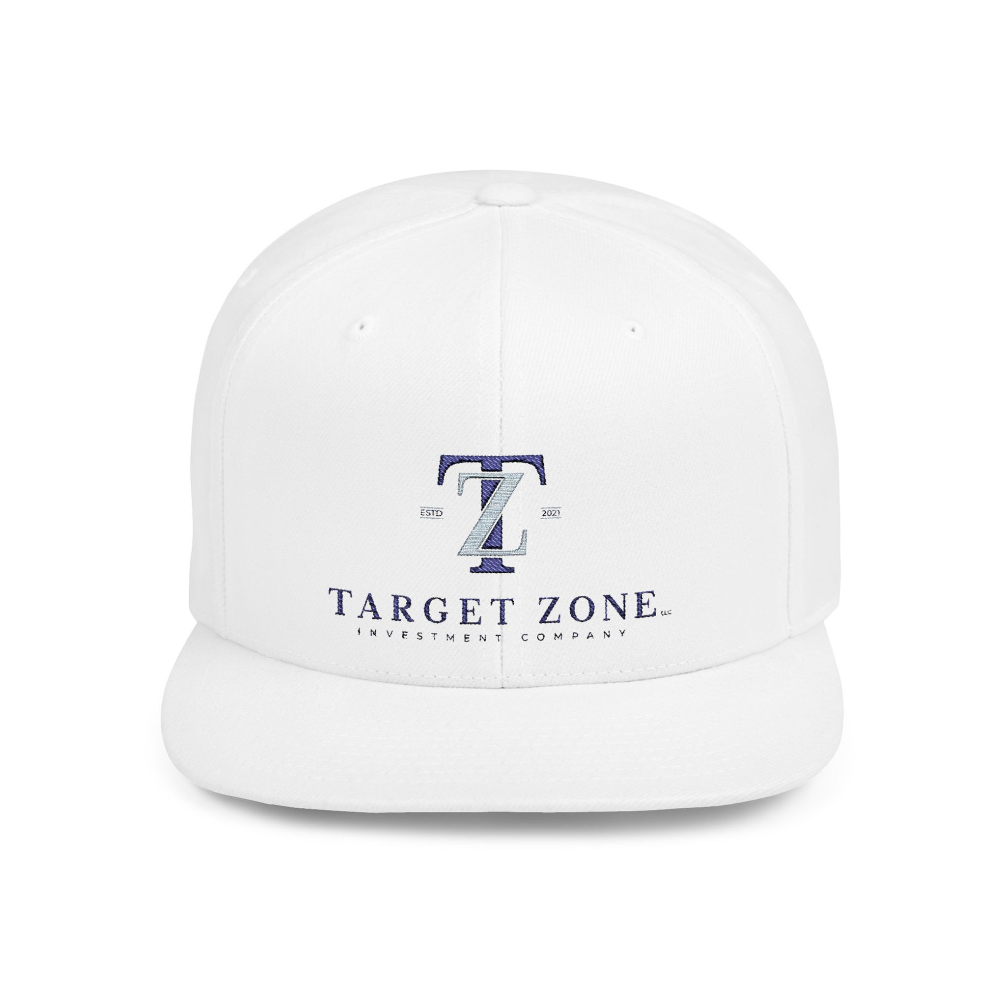 Target Zone Flat Bill Snapback Cap Stylish White Design Perfect for Everyday 