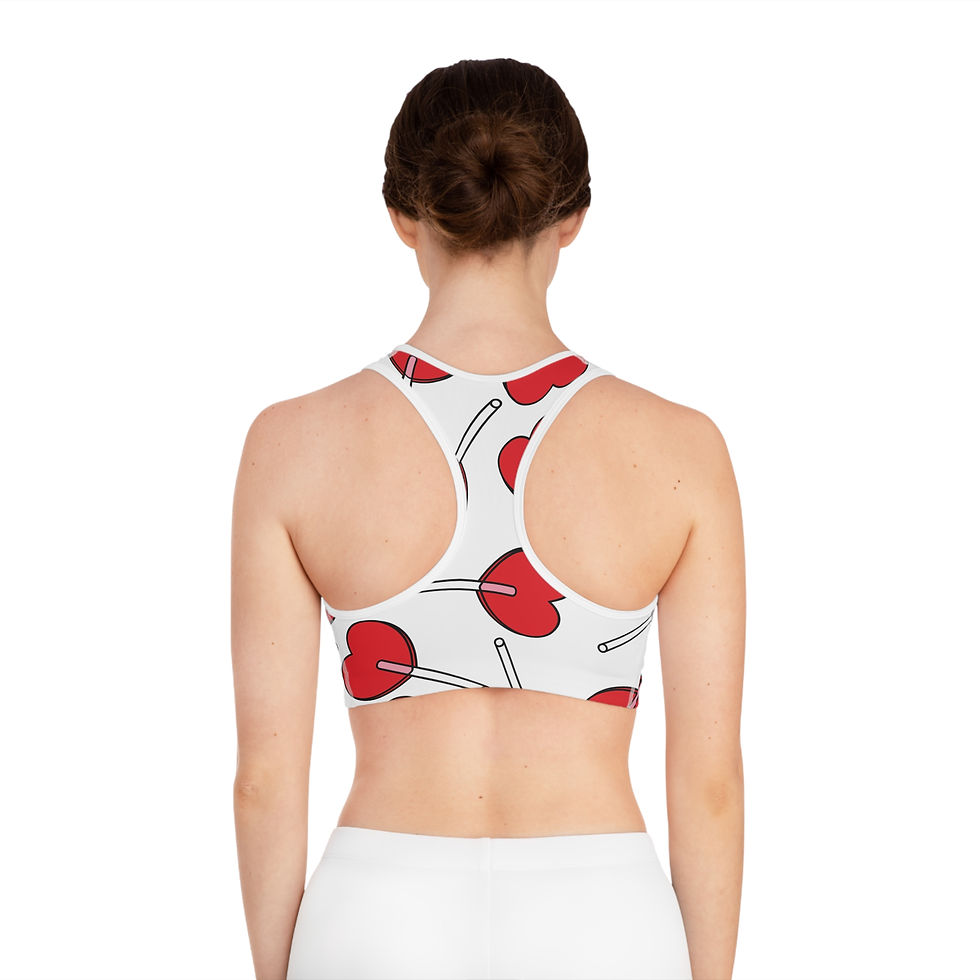 Thumbnail: Heart Lollipop Sports Bra - Cute and Comfy Athletic Wear for Active Girls