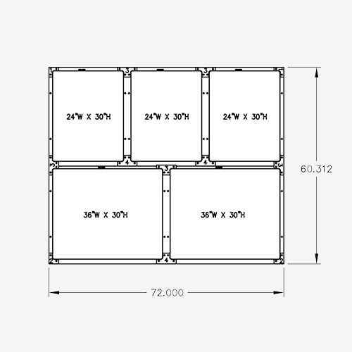 Veterinary Cage System – 2-Tier, 5-Cage Configuration (72”W × 60”H)
