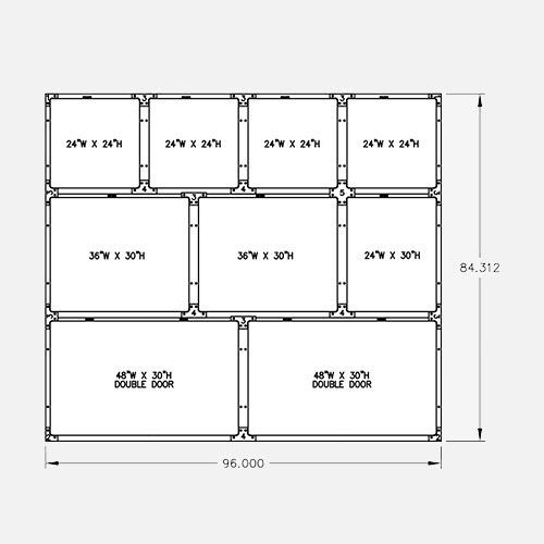 Veterinary Cage System – 3-Tier, 9-Cage Configuration (96”W × 84”H)