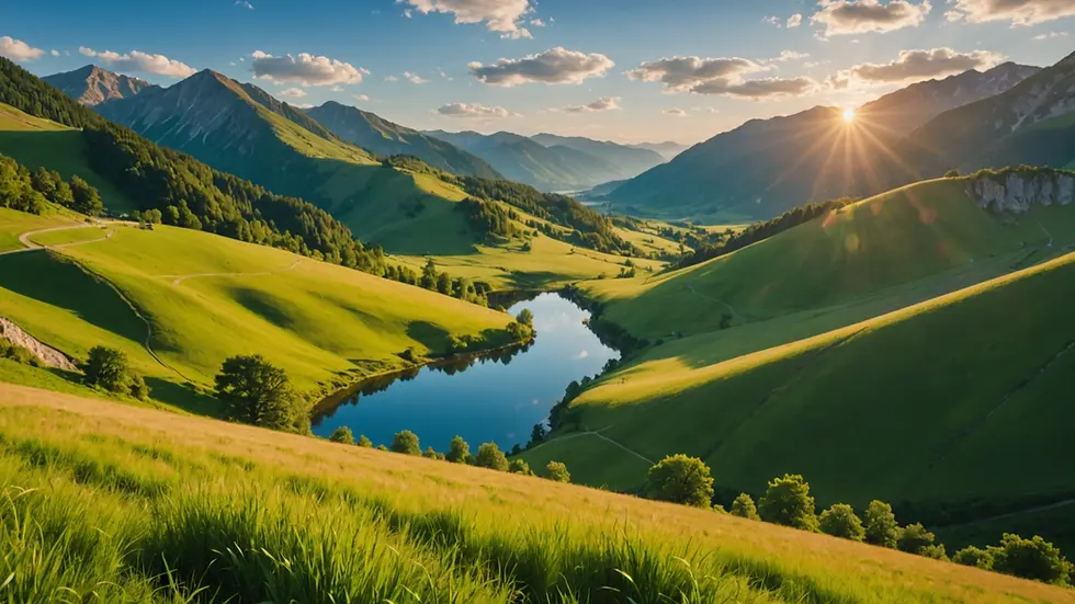 Eye-level view of a peaceful natural landscape