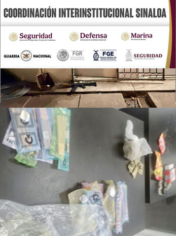 Grupo Interinstitucional asegura arma de fuego, municiones y droga en Culiacán
