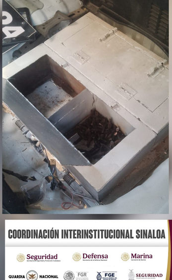 Un vehículo robado y con sistema para arrojar ponchallantas fue asegurado por el Grupo Interinstitucional en Culiacán