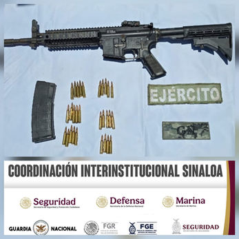 Grupo Interinstitucional localiza y asegura un arma larga y municiones en la zona norte de Culiacán