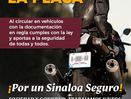 Circula con tu unidad motriz en regla. Respeta las leyes de Tránsito. 
Por una #MovilidadSegura, ¡PONLE LA PLACA! 🏍️

#SSPSinaloa