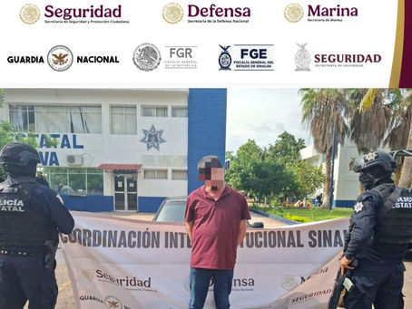 Grupo Interinstitucional detiene a hombre y asegura arma de fuego, además de un vehículo, en Culiacán