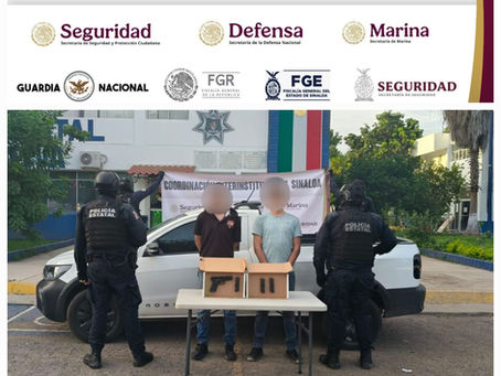 En Culiacán, Grupo Interinstitucional asegura a dos civiles en un vehículo, con un arma, tres cargadores abastecidos y celulares