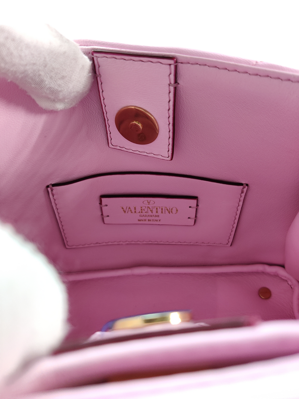 Thumbnail: Valentino Top Handle Roman Mini Stud Matelasse Pink Leather Shoulder Bag
