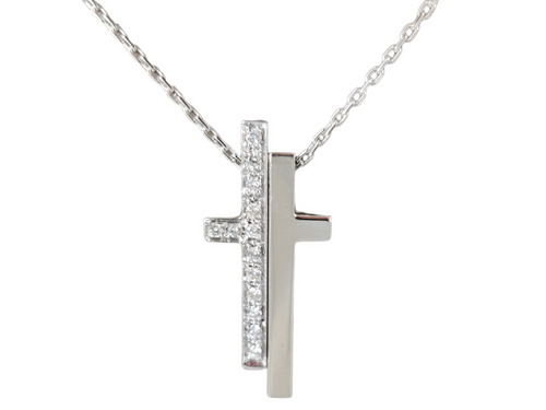 GUCCI 18K White Gold Diamond Split 