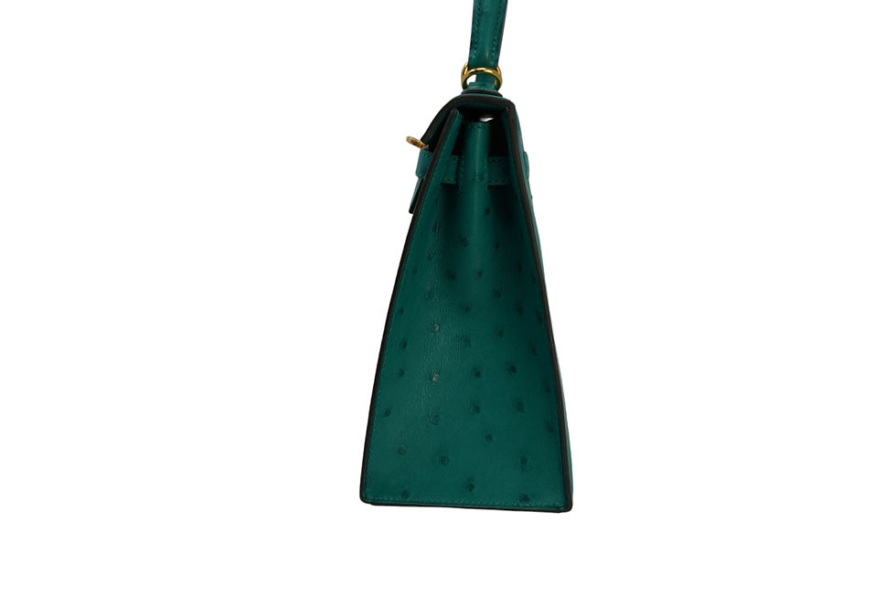 Thumbnail: Hermes Kelly 28 Sellier – Vert Vertigo Ostrich Leather