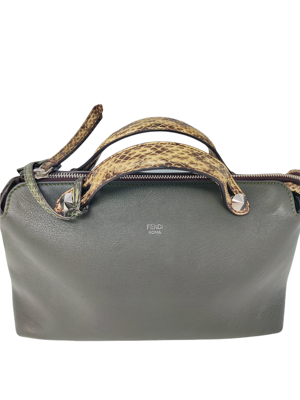 Thumbnail: Fendi Dark Green Leather By The Way Ayers Snakeskin