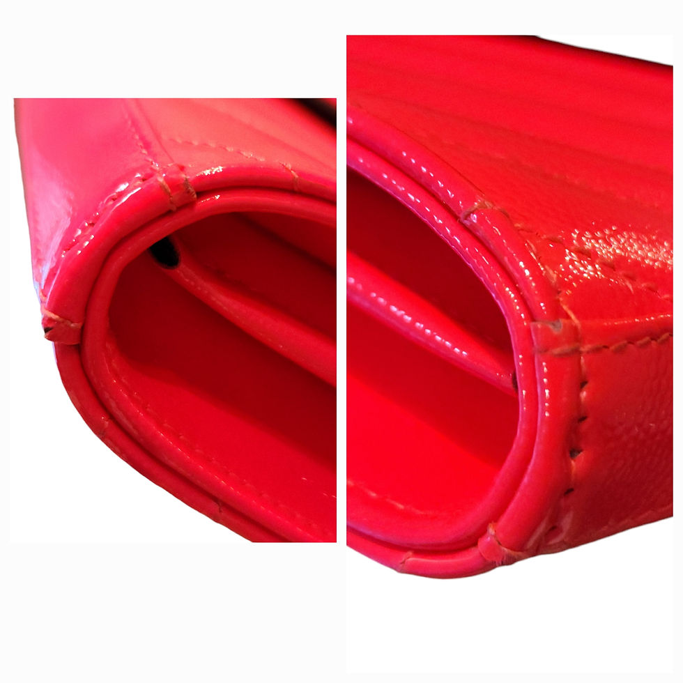 Thumbnail: Saint Laurent Patent Grain De Poudre Matelasse Chevron Monogram Chain Wallet 