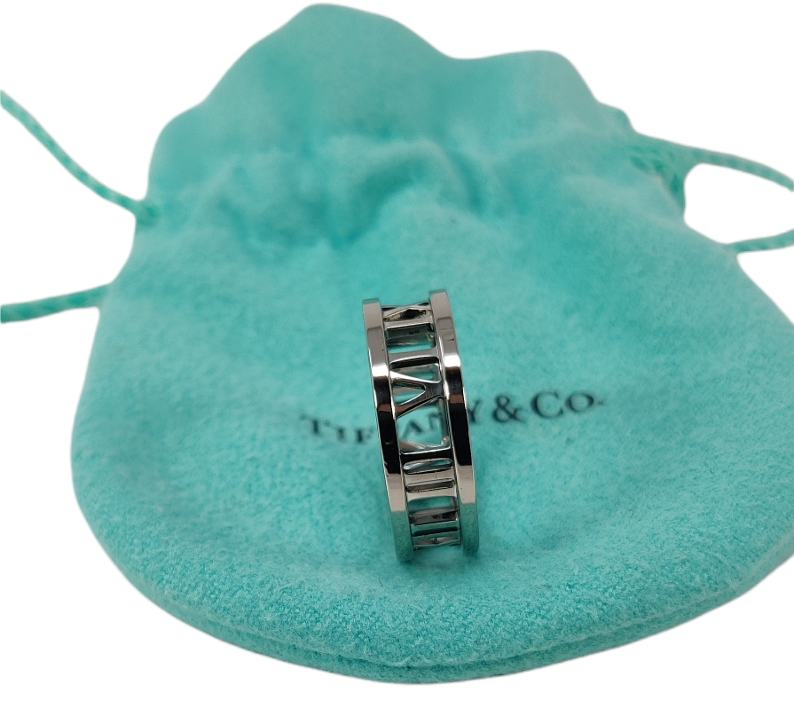 Thumbnail: Tiffany & Co. Atlas 18ct white gold ring Size 8