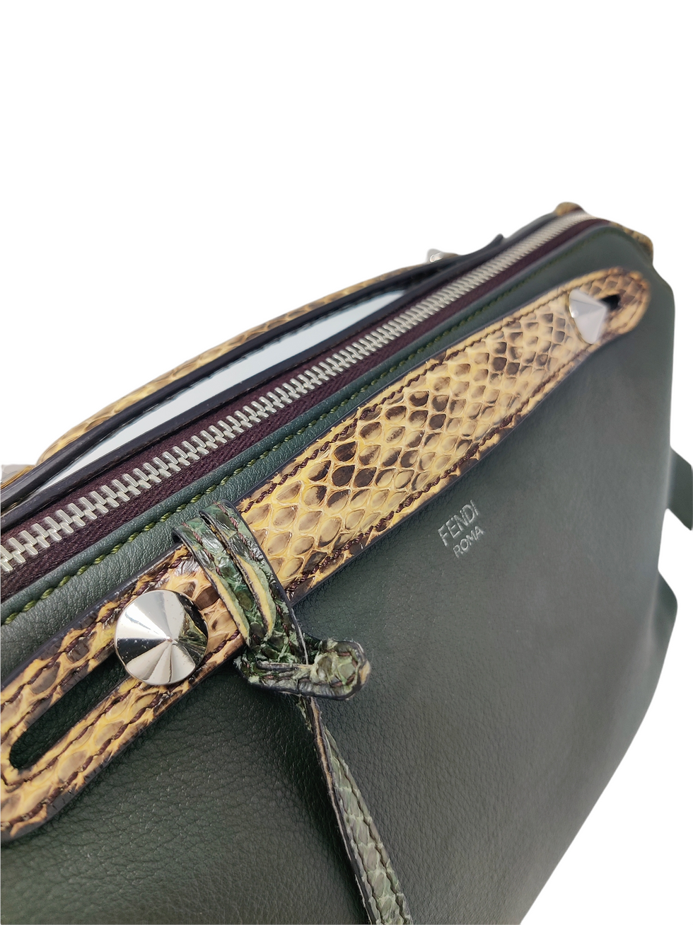Thumbnail: Fendi Dark Green Leather By The Way Ayers Snakeskin