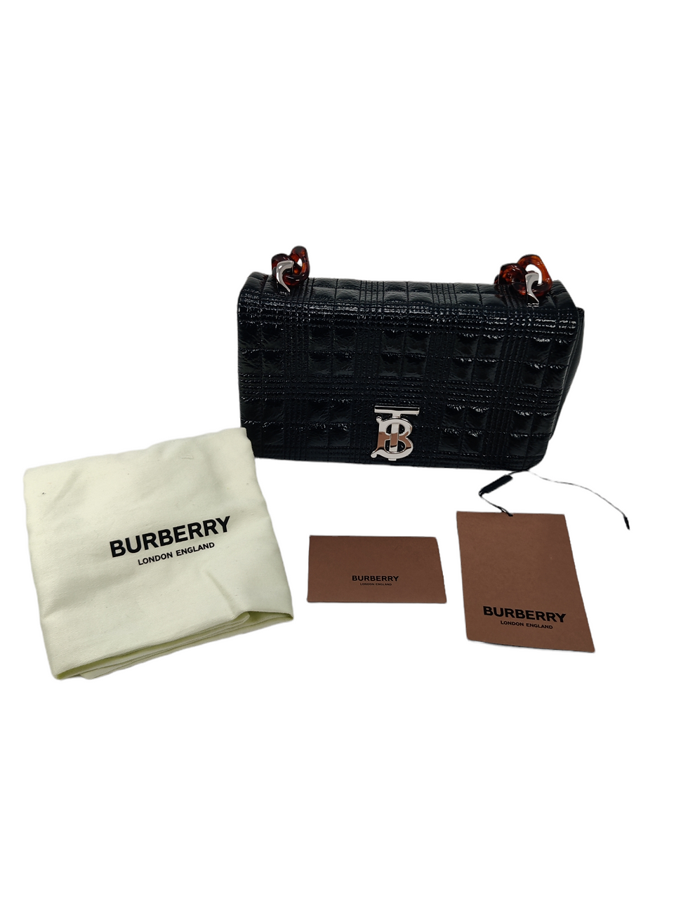 Thumbnail: Burberry Lola TB Quilted Crinkled Leather Shoulder Bag