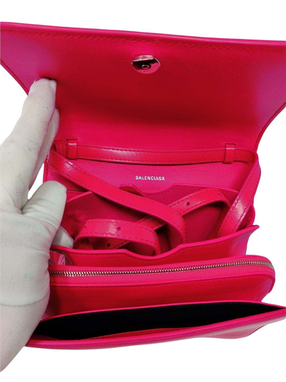 Thumbnail: Balenciaga Pink Calf Leather B Dot Cross Body Bag