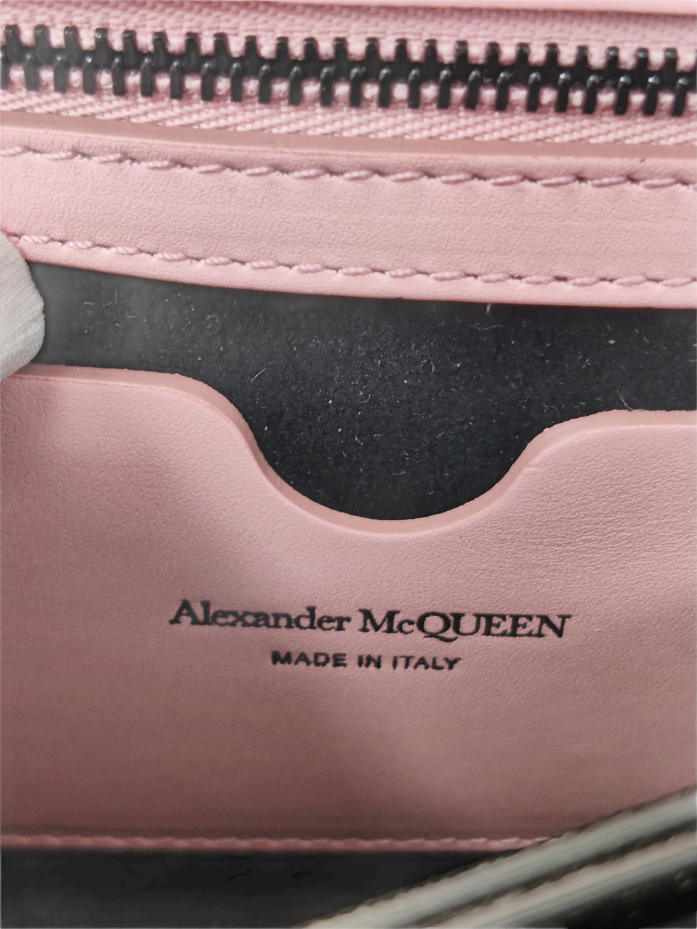 Thumbnail: Alexander McQUEEN Blush Pink Leather Black Jeweled Knuckle Satchel