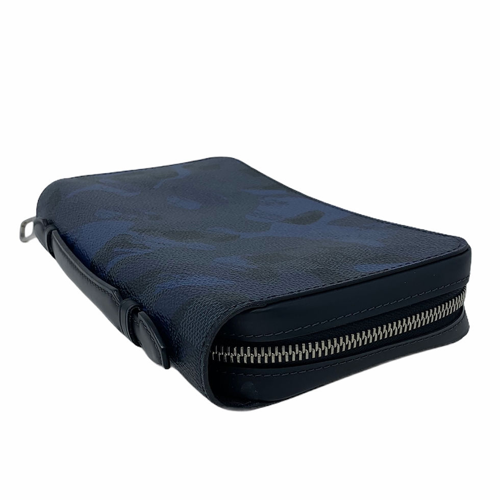 Thumbnail: Louis Vuitton Cobalt Blue Damier Camo Zippy XL Wallet