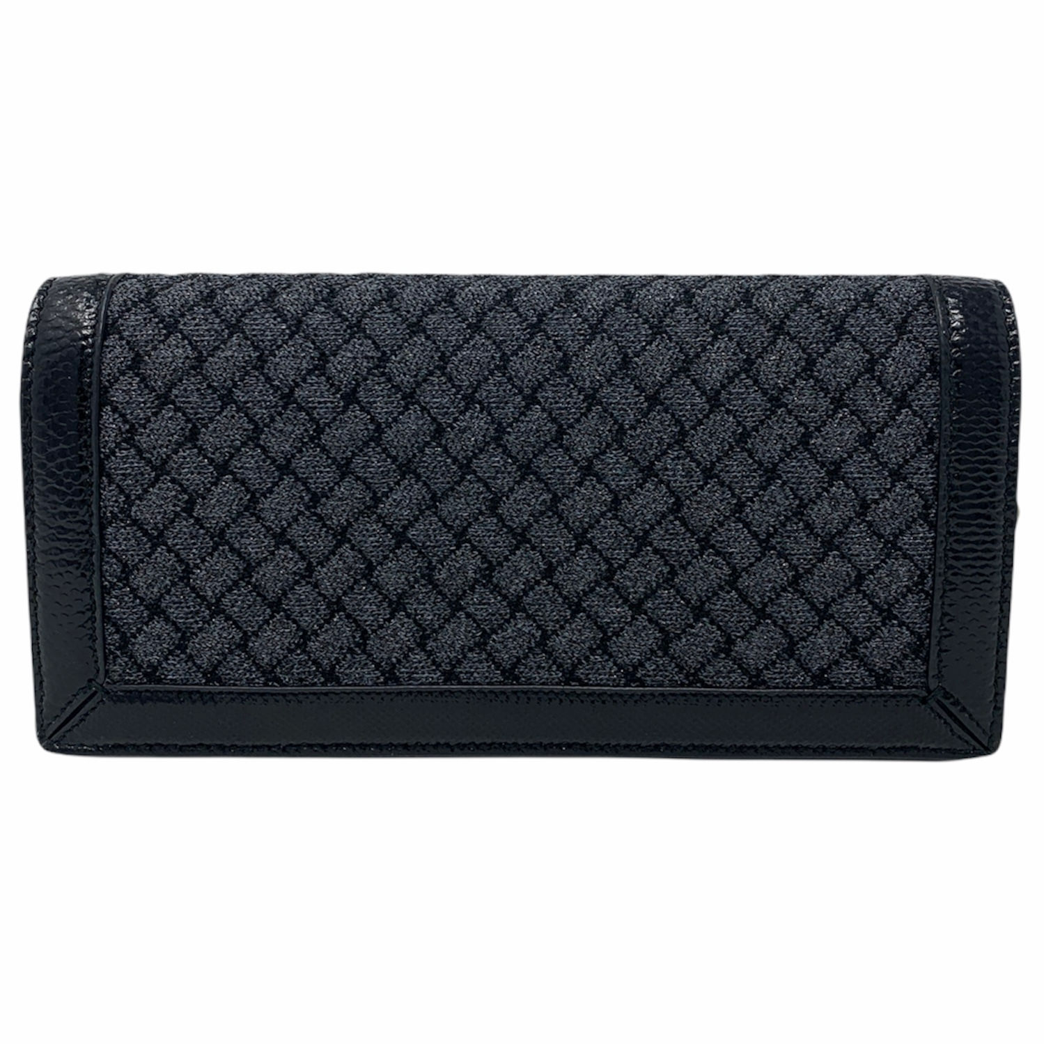 Bottega Veneta Black Gray Woven Wallet On Chain