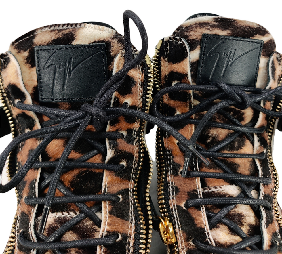Thumbnail: Giuseppe Zanotti Multicolor Leopard Print Calf Hair Sneakers 42
