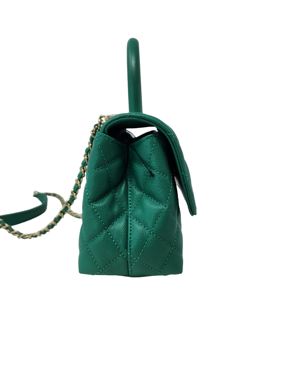 Thumbnail: Chanel Caviar Quilted Mini Coco Handle Flap Green