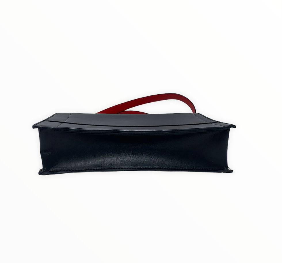 Thumbnail: Valentino Black and White Leather The Case Shoulder Bag Medium