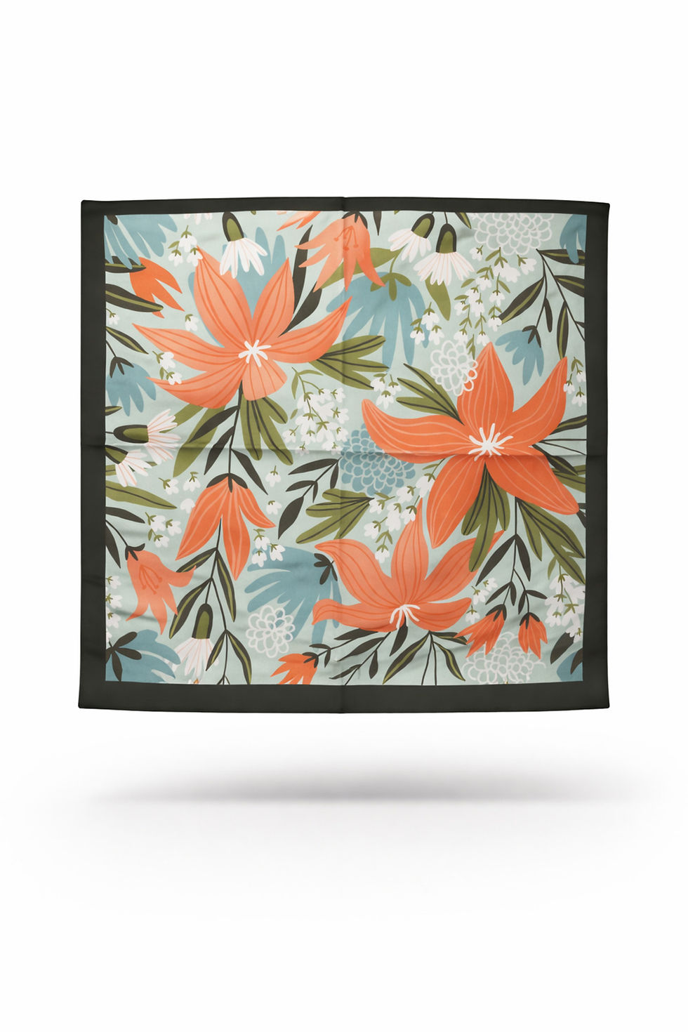 Küçük resim: Floral Desenli Kare Saten Fular – Soft Spring Bandana