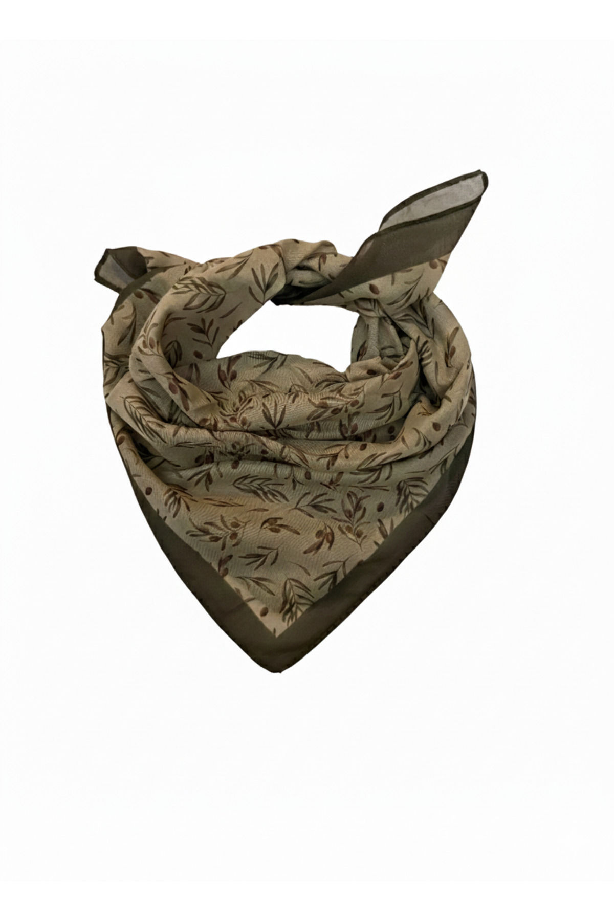Minimal Yaprak Desenli Pamuk Bandana 50x50 cm – Doğal & Şık Stil