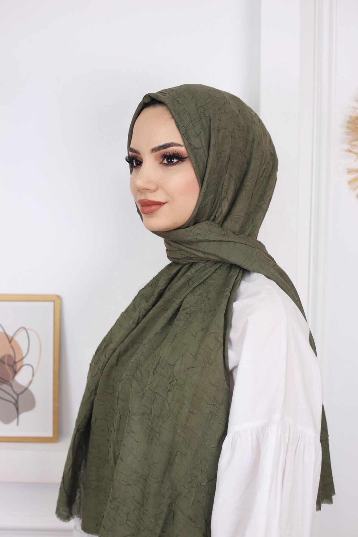 Haki Yeşil Bambu Kreş Şal